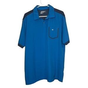 Nike Tour Performance Mens Size L Polo Shirt Dri Fit Blue Short Sleeve Golf